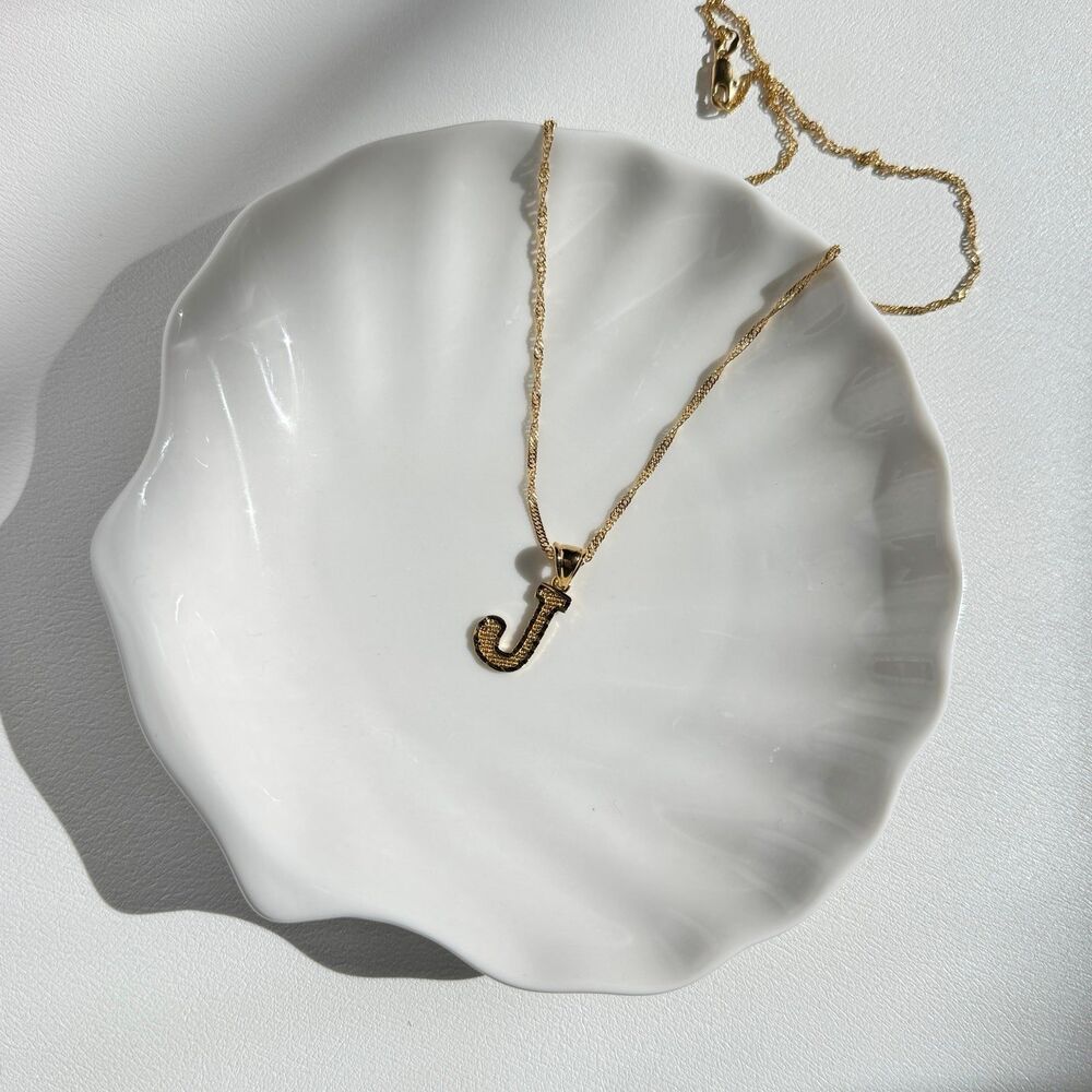 Gold J Initial Necklace